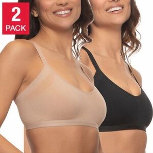 NEW 2-Pack Felina Women’s Side Smoothing Bra Beige Nude Black Stretch Large